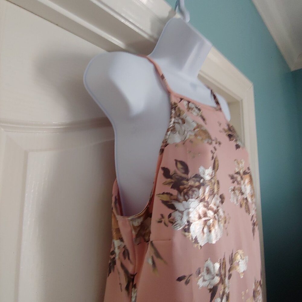 J. For Justify Pink Metallic Floral Sleeveless Summer Dress XL - Picture 7 of 13
